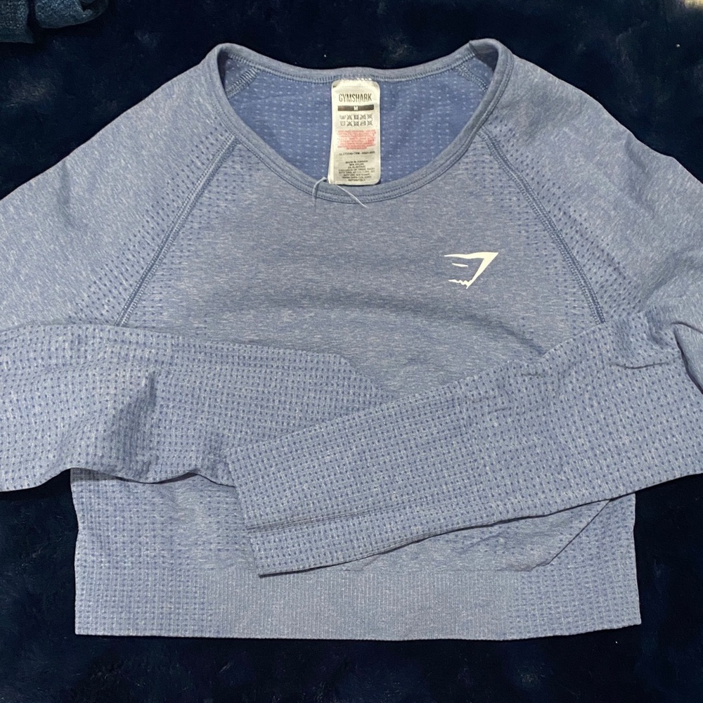 Gymshark Light Heather Blue Cropped Seamless Top